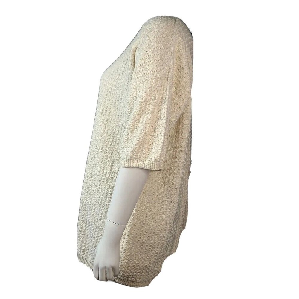 HONORS Solid All Off White Cream Short Sleeve Knit‎ Vintage Top Womens Size XL - Picture 2 of 5